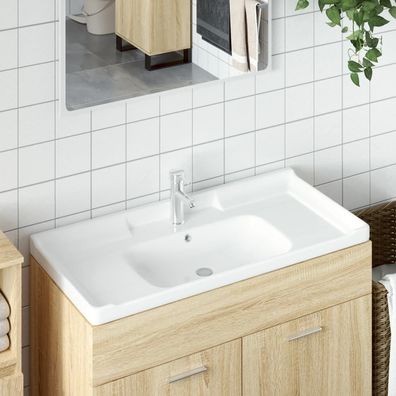 vidaXL Waschbecken Weiß 100x48x23 cm Rechteckig Keramik
