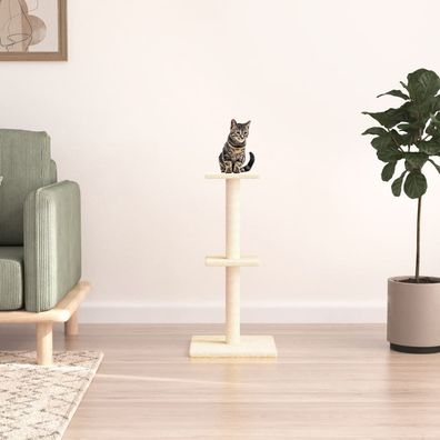 vidaXL Kratzbaum mit Sisal-Kratzsäulen Creme 73 cm