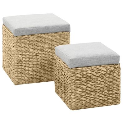 vidaXL Ottoman-Set 2 Stk. Seegras Grau