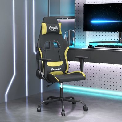 vidaXL Gaming-Stuhl mit Massagefunktion Schwarz und Hellgrün Stoff