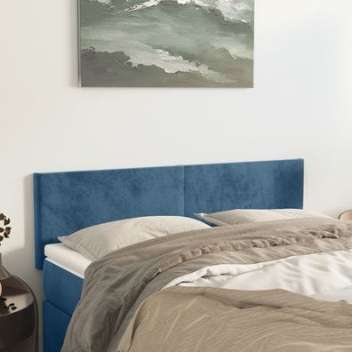 vidaXL Kopfteile 2 Stk. Dunkelblau 72x5x78/88 cm Samt