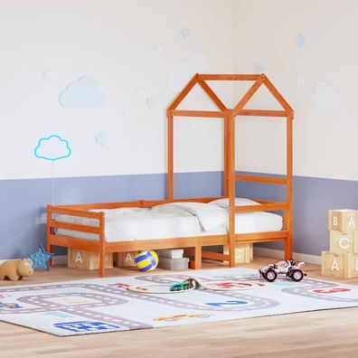 vidaXL Dach für Kinderbett Wachsbraun 108x70x176,5cm Massivholz Kiefer