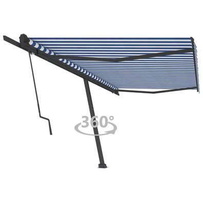 vidaXL Standmarkise Automatisch 500x350 cm Blau/Weiß
