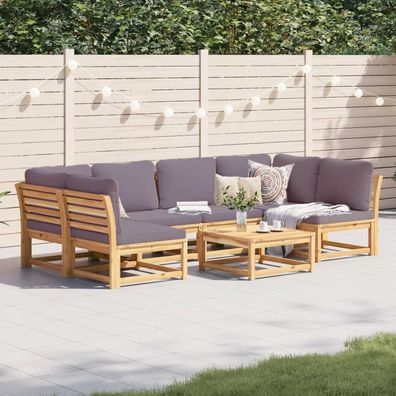vidaXL 7-tlg. Garten-Lounge-Set mit Kissen Massivholz Akazie