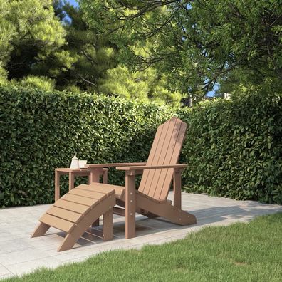 vidaXL Adirondack-Gartenstuhl mit Fußteil HDPE Braun