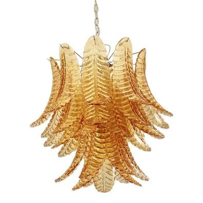 Contemporary Italian Amber “Felci” Murano Glass Chandelier by SimoEng