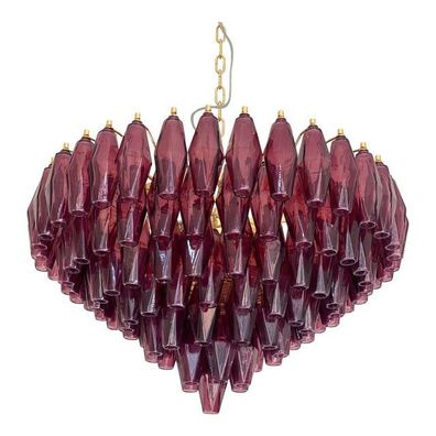 Contemporary Violet Poliedri Murano Glass Chandelier in Venini Style by SimoEng