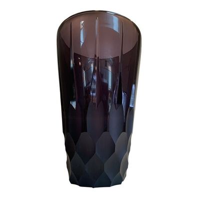 2020s Italian Violet Crystal Handmade Cut Vase by SimoEng