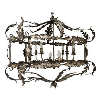 Florentine Art Silver + Argilla Metal Wrought Iron Chandelier Made in Italy - SimoEng