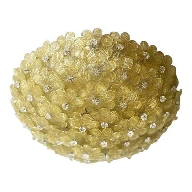 Early 21st Century Gold-Flowers Murano Glass Flush Mount by SimoEng