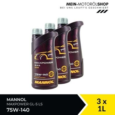 Mannol Maxpower 4x4 75W-140 GL-5 LS 3x1 Liter