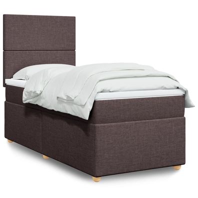 vidaXL Boxspringbett mit Matratze Dunkelbraun 90x190 cm Stoff