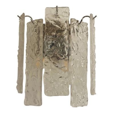 Contemporary Hammered Strips ”Listelli” Murano Glass Wall Sconce by SimoEng