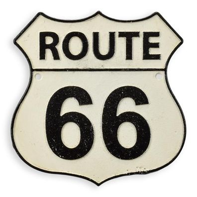 Gietijzeren "route 66" plaquette