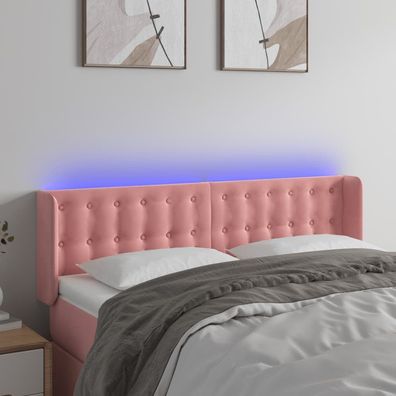 vidaXL LED Kopfteil Rosa 147x16x78/88 cm Samt
