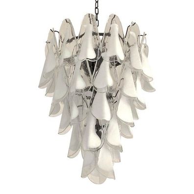 Contemporary White "Rondine" Murano Glass Cascade Sputnik Chandelier by SimoEng