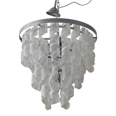 Contemporary Transparent and White "Ricci" Murano Glass Chandelier by SimoEng