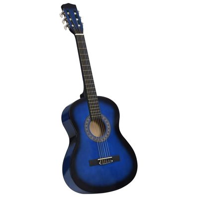 vidaXL Klassikgitarre für Anfänger und Kinder Blau 3/4 36"