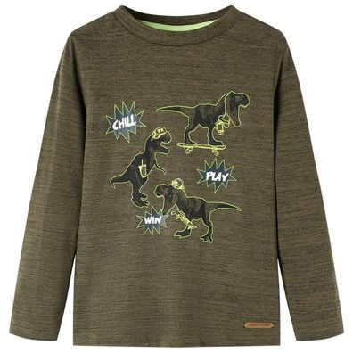 Kinder-Langarmshirt Dunkles Khaki Melange 92