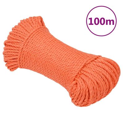 vidaXL Arbeitsseil Orange 6 mm 100 m Polypropylen