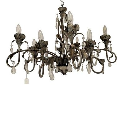 Florentine Art Brown and Gold Handmade Brushed Metal 10 Light Wrought Iron Chandelier