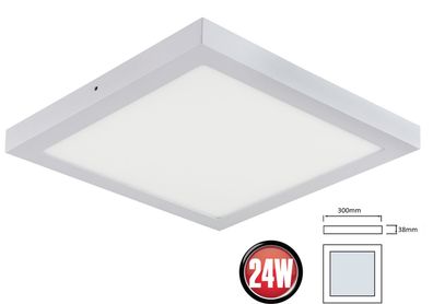 24W LED Deckenleuchte Kaltweiß 1850 Lumen 300 x 300 mm Aufputz Lampe Eckig Decke