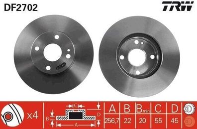 2x Bremsscheibe TRW DF2702 vorderachse für Mazda 323 C F P S MX-3 MX-5 I II