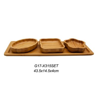 Schäfer Bambus Bambusbrett 43,5 x 14,5 x 4 cm Snackschalen 4er Set St. Trapez Servi