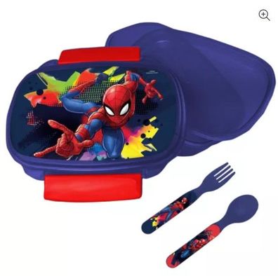 Spiderman Brotdose + Besteck-Set