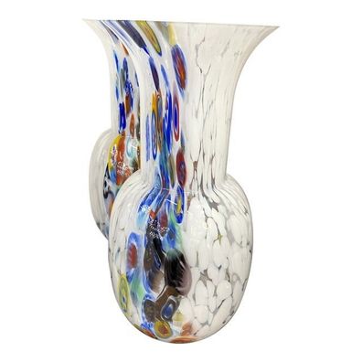 Set of 2 Contemporany Vases Murrine Sphere in Murano Style Glass