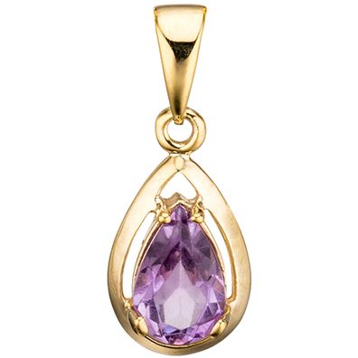 Anhänger Tropfen 333 Gold Gelbgold 1 Amethyst lila violett Goldanhänger