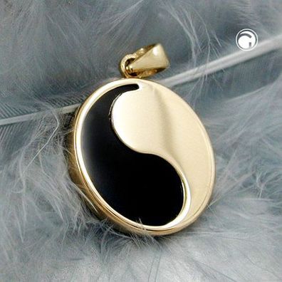 Anhänger Yin Yang 16mm mit Onyx 9Kt GOLD