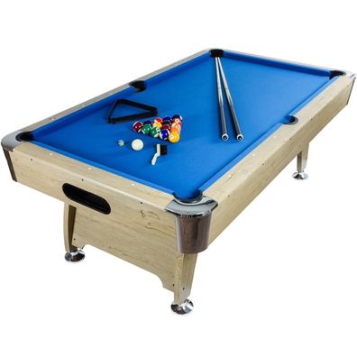 GAMES PLANET® Billardtisch - 7ft, 214x122x82 cm, mit Kugeln, Dreieck, Kreide, Stock