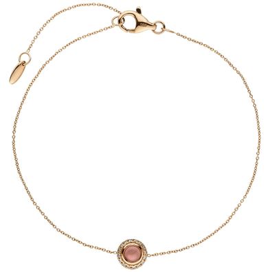 Armband 585 Gold Rotgold 1 Turmalin Cabochon pink 16 Diamanten Brllanten 20 cm