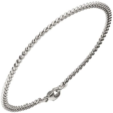 Panzerarmband 585 Weißgold massiv 21 cm Gold Armband Weißgoldarmband Karabiner