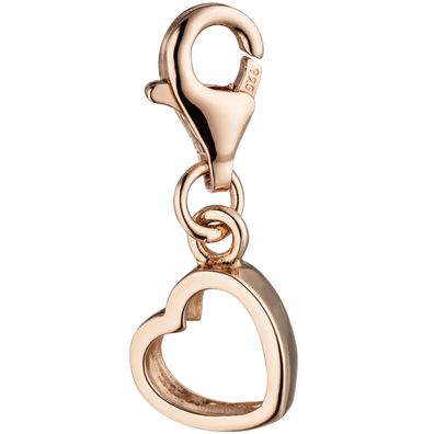 Einhänger Charm Herz 925 Sterling Silber rotgold vergoldet Herzcharm