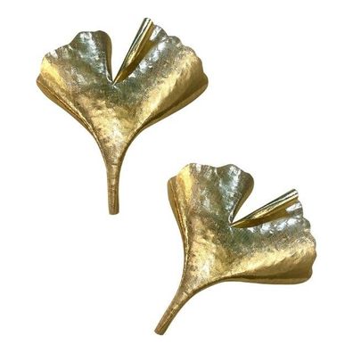 Set of 2 Contemporary Italian Brass Leaf Wall Sconce by Simoeng