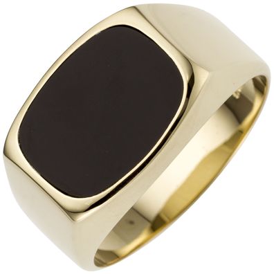 Gr. 60 - Herren Ring 585 Gold Gelbgold 1 Onyx Herrenring