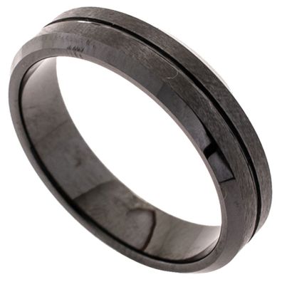 Gr. 58 - Herren Ring Edelstahl matt schwarz beschichtet