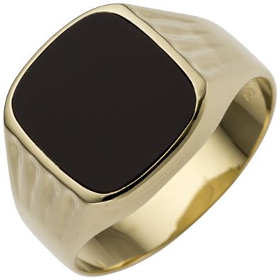 Gr. 62 - Herren Ring 585 Gold Gelbgold 1 Onyx Herrenring