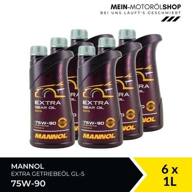 Mannol Extra Gear Oil Getriebeöl 75W-90 GL-4/GL-5 LS 6x1 Liter