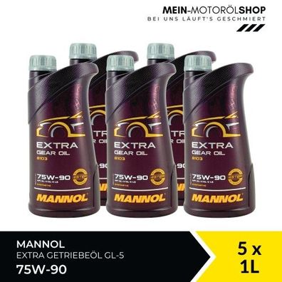 Mannol Extra Gear Oil Getriebeöl 75W-90 GL-4/GL-5 LS 5x1 Liter