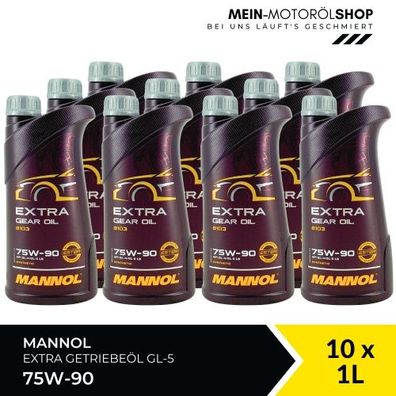 Mannol Extra Gear Oil Getriebeöl 75W-90 GL-4/GL-5 LS 10x1 Liter