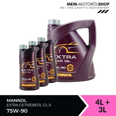 Mannol Extra Gear Oil Getriebeöl 75W-90 GL-4/GL-5 LS 4 + 3 Liter