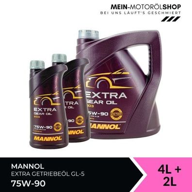 Mannol Extra Gear Oil Getriebeöl 75W-90 GL-4/GL-5 LS 4 + 2 Liter