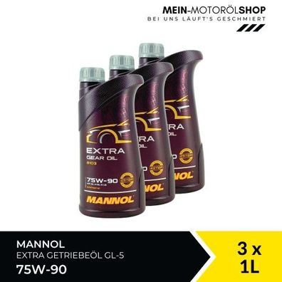 Mannol Extra Gear Oil Getriebeöl 75W-90 GL-4/GL-5 LS 3x1 Liter