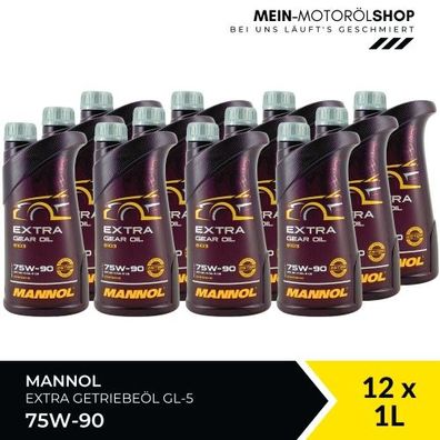 Mannol Extra Gear Oil Getriebeöl 75W-90 GL-4/GL-5 LS 12x1 Liter