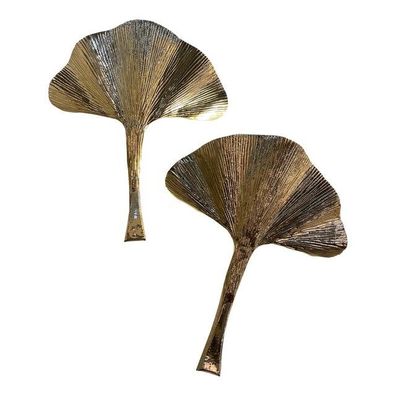 Best Set of 2 Contemporary Italian Brass Leaf Wall Sconce by SimoEng