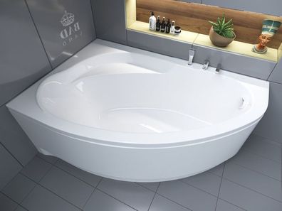 Badewanne Eckwanne Acryl MAREA 160x100 Links AcrylSchürze | Ablauf & Füße GRATIS !