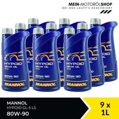 Mannol Hypoid Gear Oil Getriebeöl 80W-90 GL-4/GL-5 LS 9x1 Liter